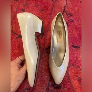 Amalfi Pearl white kitten heel pumps
